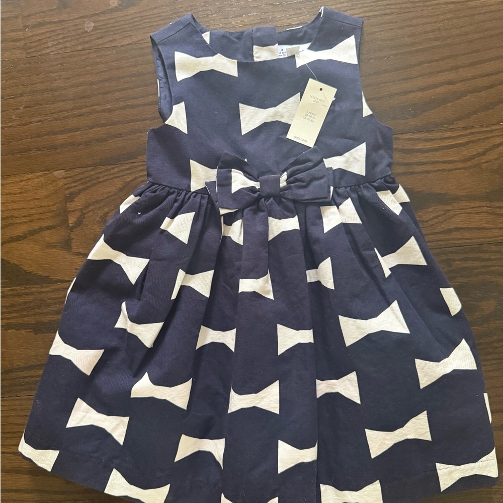 Kate Spade Gap 3 Cora Navy and White Bow Pattern Kids Dress
